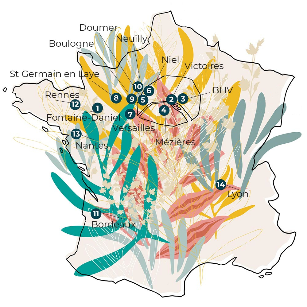 Carte des boutiques Toiles de Mayenne en France